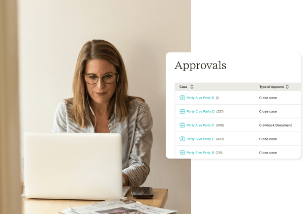 Lady looking at approvals in the LitX web app