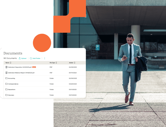 Male lawyer reviewing documents in the LitX web app